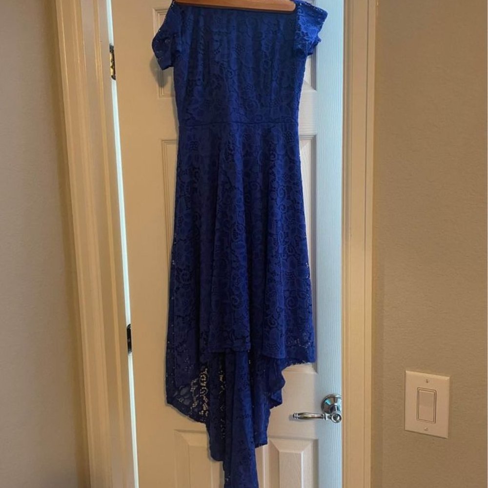 High-Low Lace Off the Shoulder Dress